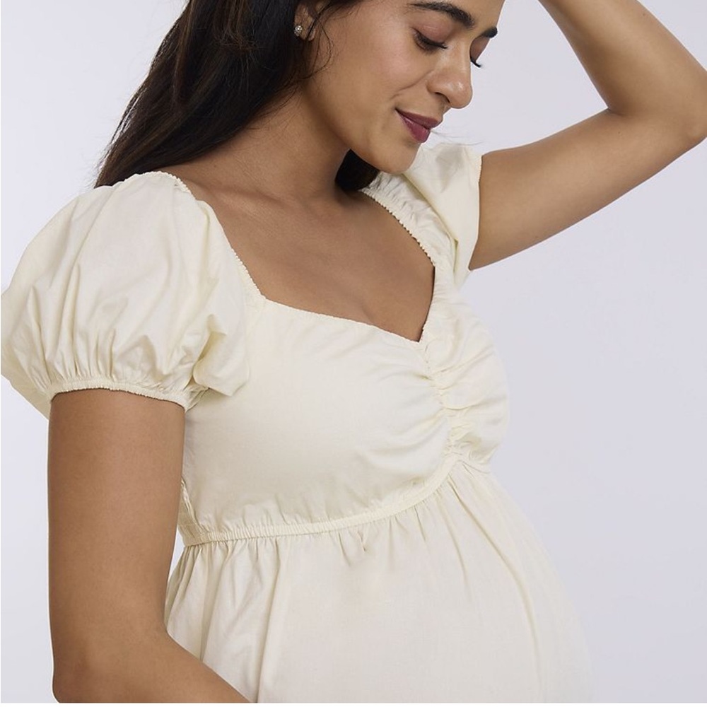 NWT Motherhood Maternity winter white Puff Sleeve Off shoulder - Picture 5 of 8